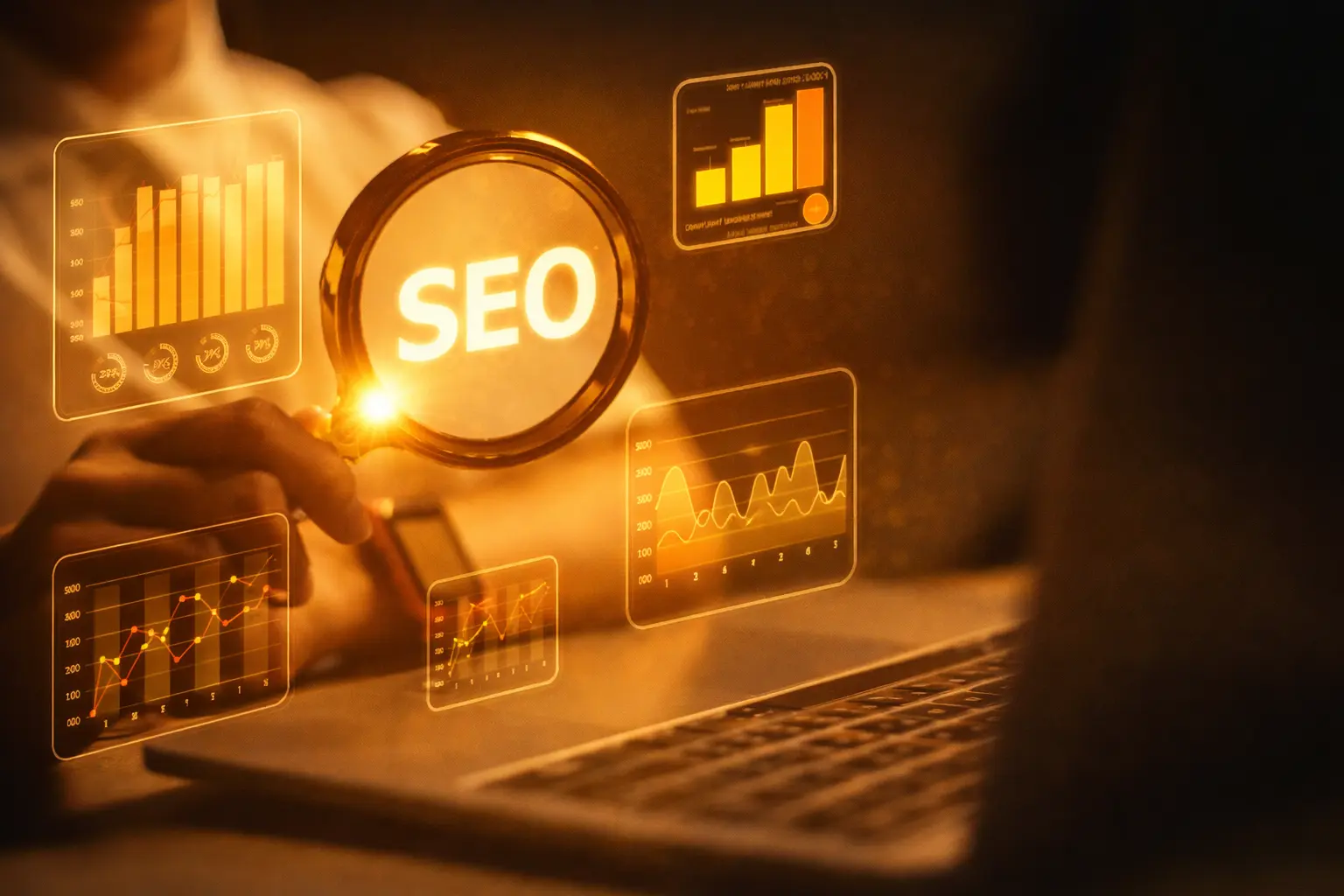 SEO dashboards with rankings and keyword insights